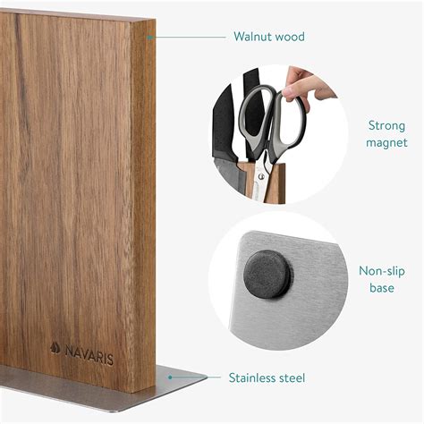 Navaris Double Sided Wooden Magnetic Knife Holder