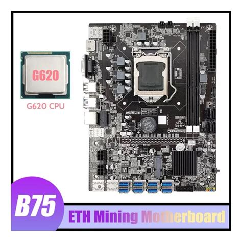 Placa Base Minera B75 Btc Y Cpu G620 Lga1155 8xpcie A Usb3 0 Cuotas