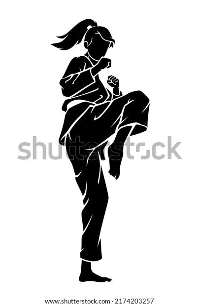 Female Taekwondo Silhouette Ready Kick Stock Vector (Royalty Free) 2174203257 | Shutterstock