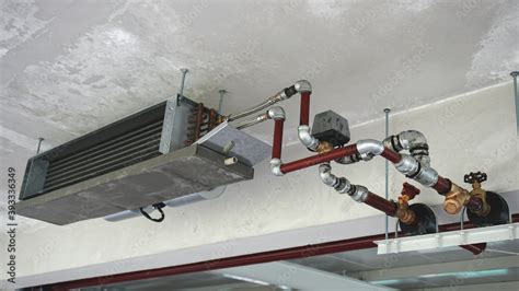 Connecting Flexible Hose And Equipment With Fan Coil Unit For Office