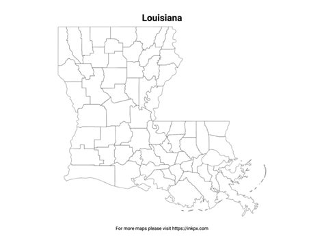 Printable Louisiana State With County Outline · Inkpx