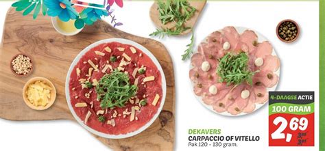 Dekavers Carpaccio Of Vitello 100g Aanbieding Bij Dekamarkt