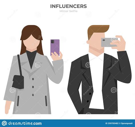 Influencers In Mirror Selfie Stock Vector Illustration Of Male