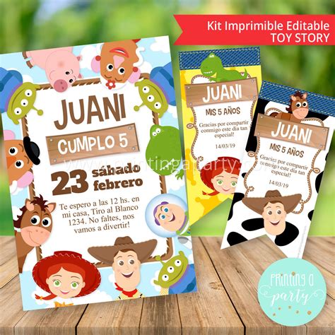 Kit Imprimible Editable Toy Story Invitacion Incluida Poster Pizarra