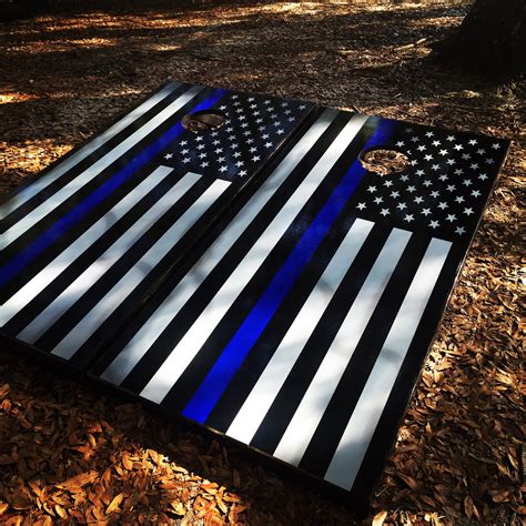 Blue Line American Flag Cornhole Set With Bean Bags Cornhole By Blake