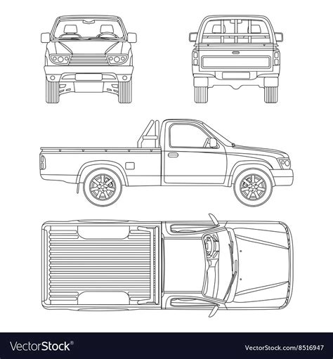 Car Pickup Truck One Cab Royalty Free Vector Image Affiliate Truck