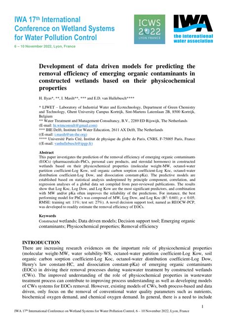 PDF Development Of Data Driven Models For Predicting The Removal