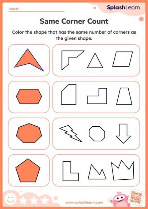 Shapes With Same Number Of Corners Worksheet