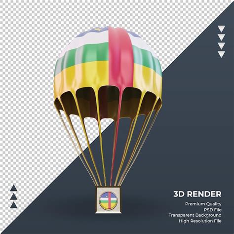 Paracaídas 3d renderizado de la bandera de la república centroafricana