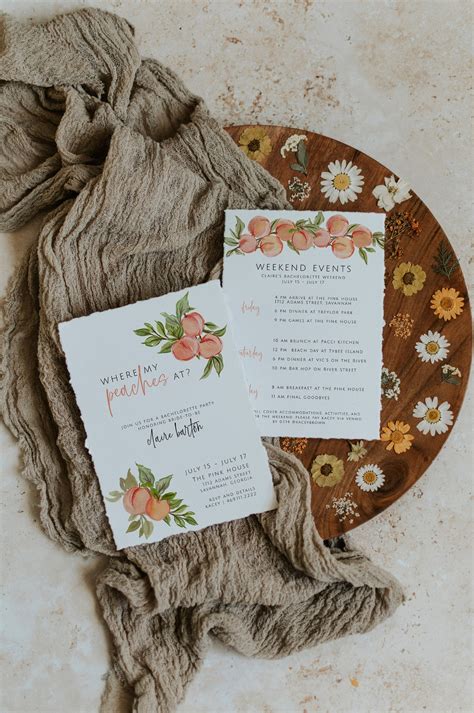 Peaches Bachelorette Invitation And Itinerary Template Georgia Etsy