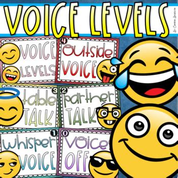 Voice Level Chart Posters Classroom Management Emoji Happy Face Theme