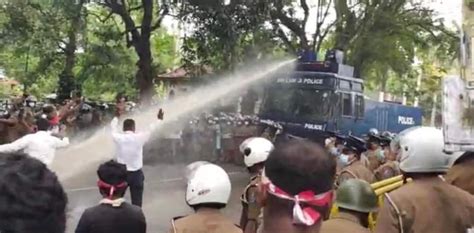 Sri Lankan Police Fire Tear Gas And Water Cannons As Protests Continue