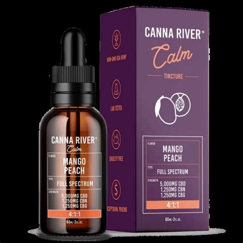 Canna River Calm Tincture Cbd Cbn Cbg Mg Mango Peach