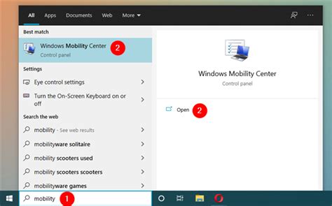 open windows mobility center  ways