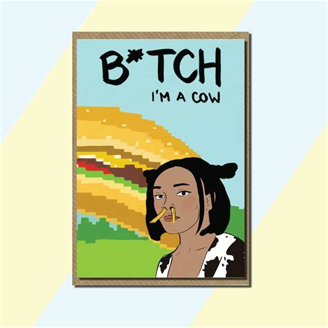 Bitch Im A Cow Meme Greeting Card Doja Cat Etsy Denmark