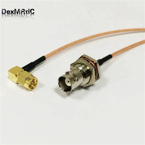 SMA BNC Pigtail Cable SMA Male Right Angle To BNC Female Bulkhead