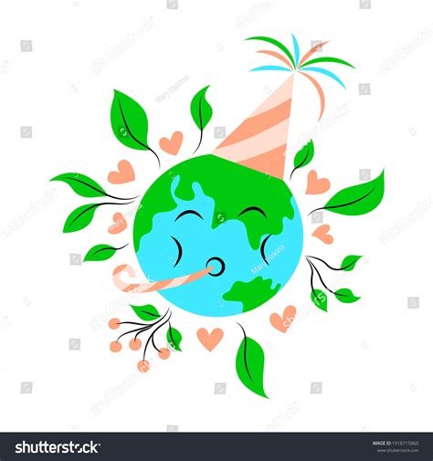 Happy Earth Day Greeting Card Cute Stock Vector Royalty Free