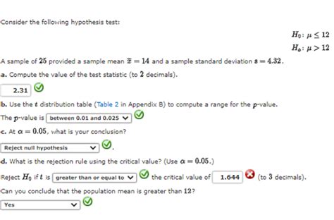 Answered D What Is The Rejection Rule Using The Bartleby