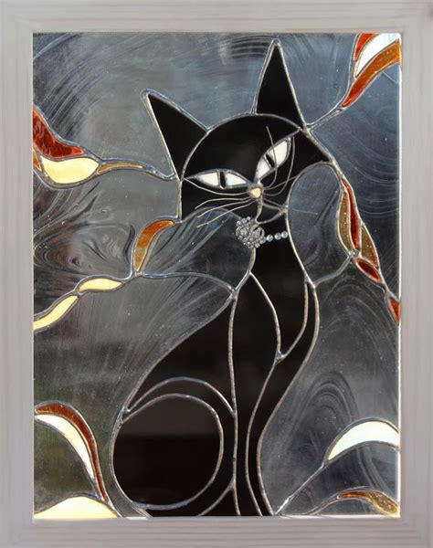 Stained Glass Whimsical Black Cat For Sale See Facebook Page Unique Stained Glass By Sylvie