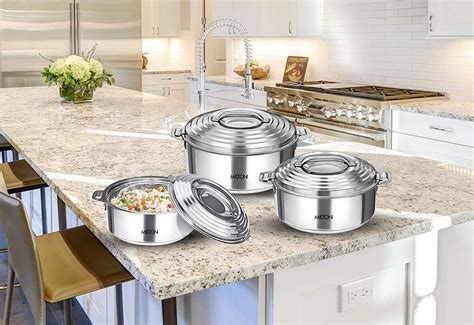 Milton Galaxia Insulated Stainless Steel Casseroles Set Of 3 Silver