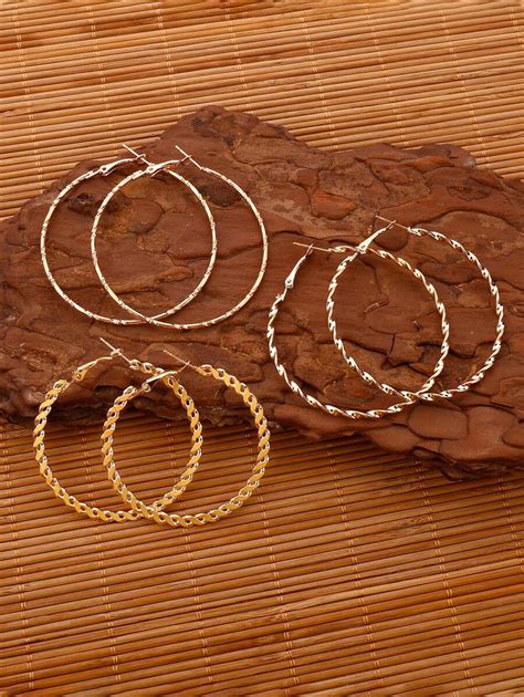 Pairs Minimalist Hoop Earrings Shein Usa