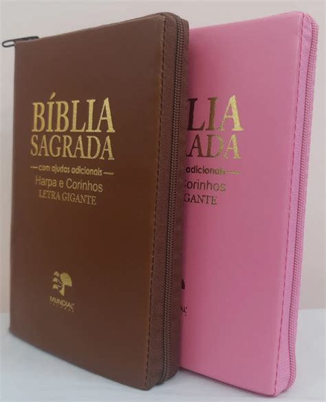 B Blia Do Casal Letra Gigante Harpa Capa Ziper Caramelo