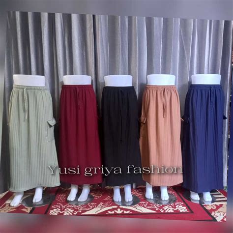 Jual Rok Panjang Kargo Knit Hornet Premium Wanita Remaja Dan Dewasa Skirt Tali Serut Perempuan