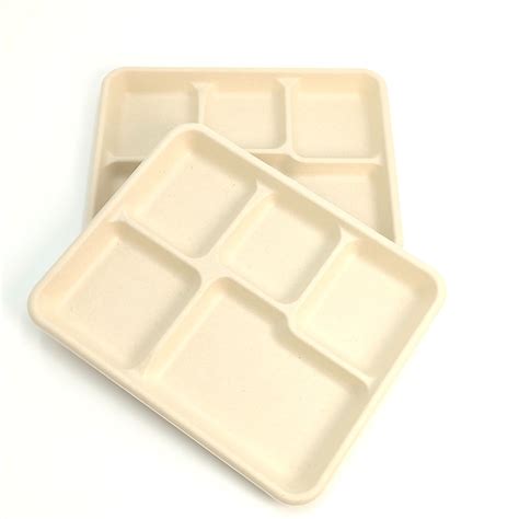 Disposable Compostable Sugarcane Pulp Tray Bagasse Tray Biodegradable