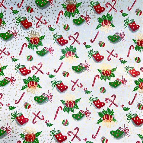 1950s Vintage Christmas Wrapping Paper Santa Claus Christmas T Wrap