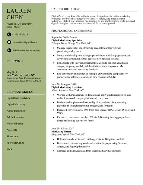 Clean Modern Resume Template Green Pptx Templates