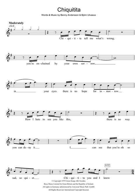 ABBA Chiquitita Sheet Music