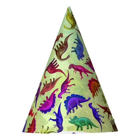 Colorful Prehistoric Dinosaurs Party Hat Dinosaur Party