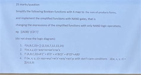 Solved 25 Marks Question Simplify The Following Boolean Chegg