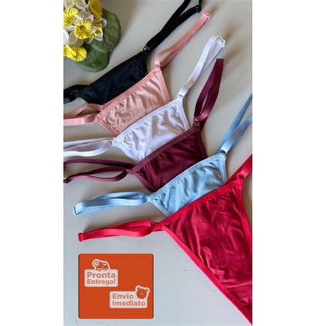 Kit 5 Calcinhas Microfibra Tanga Regulagem Nas Laterais Conforto Afrodite Lingerie NF