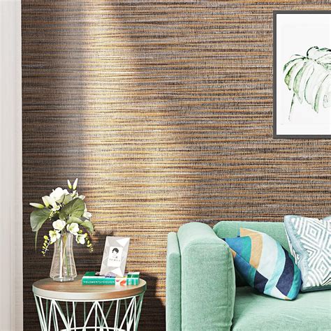 Funstick 24x200 Grasscloth Peel And Stick Wallpaper Textured Brown Fabric Linen Wall Paper