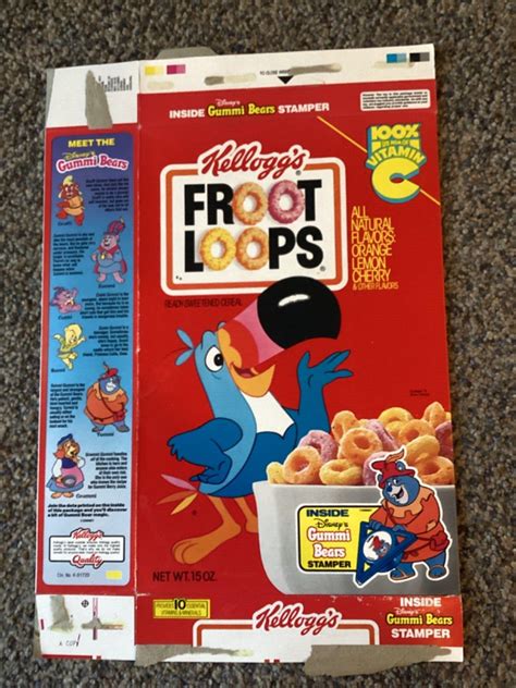 Kelloggs Froot Loops Disney Gummi Bears Stamper Promo Cereal Box 1991