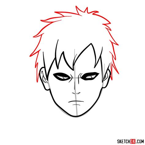 How To Draw Gaara S Face Naruto Anime Sketchok Easy Drawing Guides