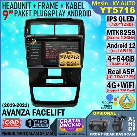 Jual Headunit Android Inch Avanza Veloz Yt Ram Gb Qled