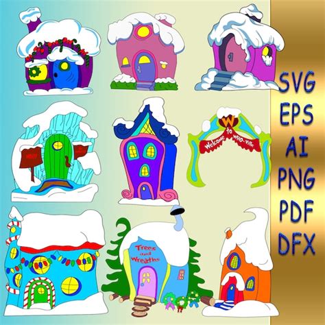 Christmas Svg Christmas Houses and Decorations Set New Year - Etsy