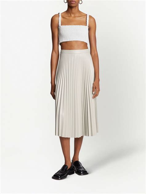 Proenza Schouler White Label Faux Leather Pleated Skirt White