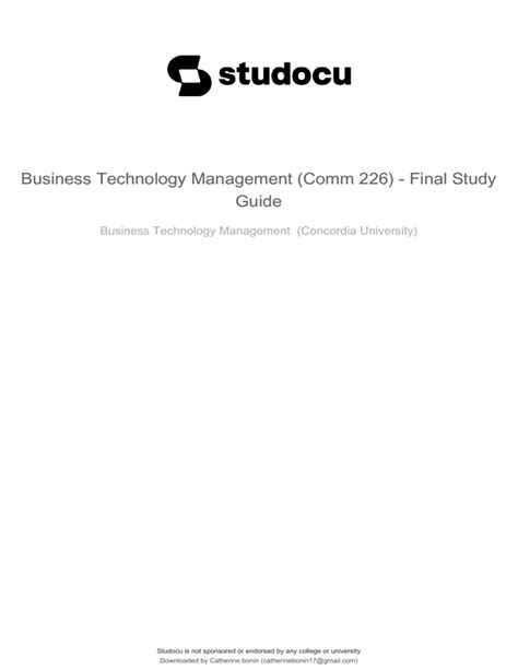 Business Technology Management Comm Final Study Guide