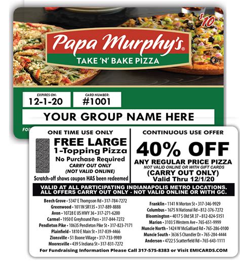 Pizza Card Fundraisers Pizza Discount Cards For Fundraising