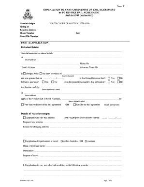 Fillable Online Application To Vary Conditions Of Bail Agreement Fax