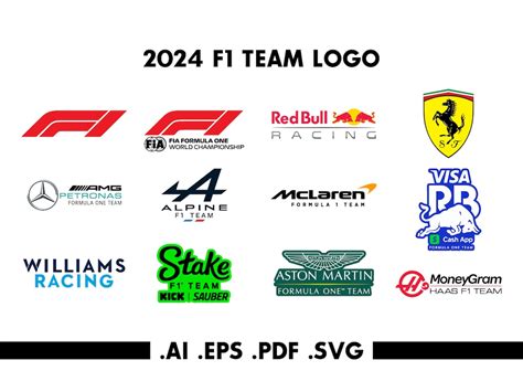 2024 F1 Formula 1 Team Logo Instant Digital Download Ai, Eps, Pdf, Svg - Etsy