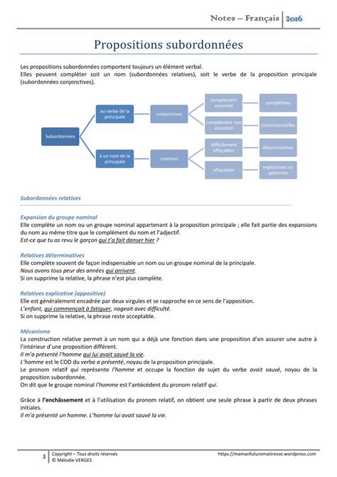 Pdf Propositions Subordonn S Les Pronoms Relatifs Compos S Genre