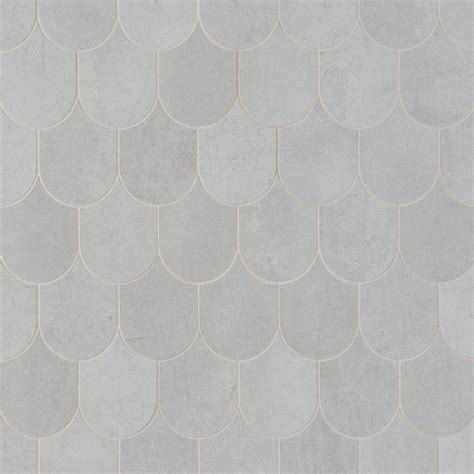 Buy Bond Nimbus Silver Fishscale Plume Matte Porcelain Mosaic Tile