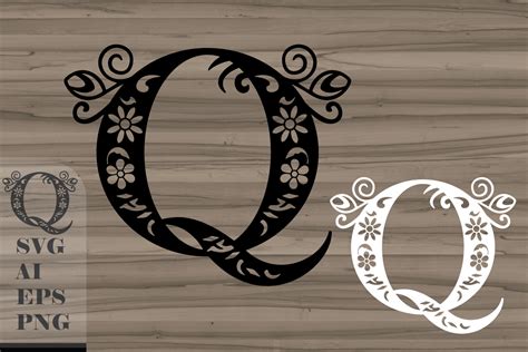 Floral Decorative Letter Q Graphic by Andrew's Creative World ...