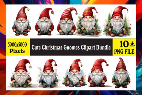 Cute Christmas Gnomes Clipart Bundle Graphic By Creative Svg Creative