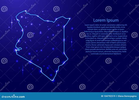 Map Kenya From The Contours Network Blue Luminous Space Stars F Stock