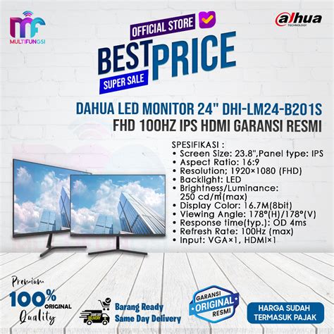 Jual Dahua Led Monitor Dhi Lm B S Fhd Hz Ips Ms Garansi